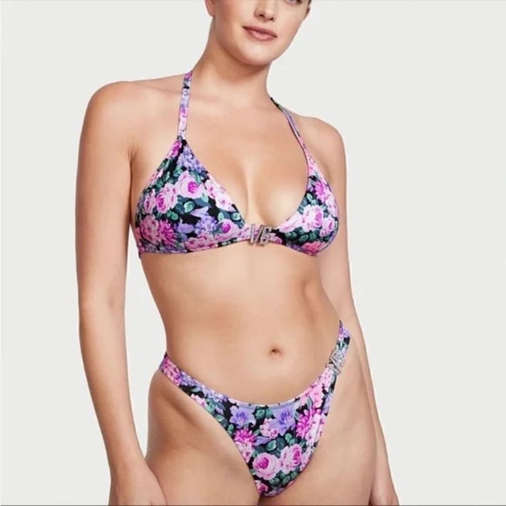 Victoria’s Secret Swim VS Shine Hardware Halter Bikini Top in Mixed Floral - Picture 5 of 5